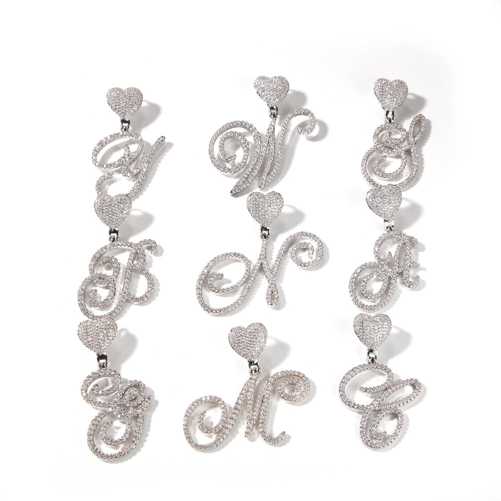 Icy Heart Script Initial Tennis Necklace