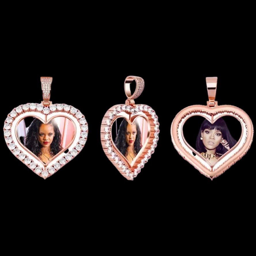 Heart Beat Rotation Photo Pendant