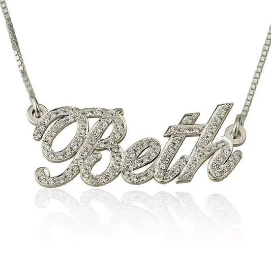 Dainty Crystal Script Necklace