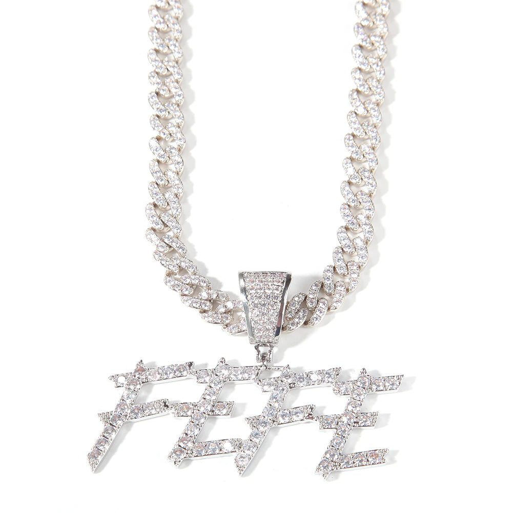 Icy Freehand Cuban Link Name Necklace