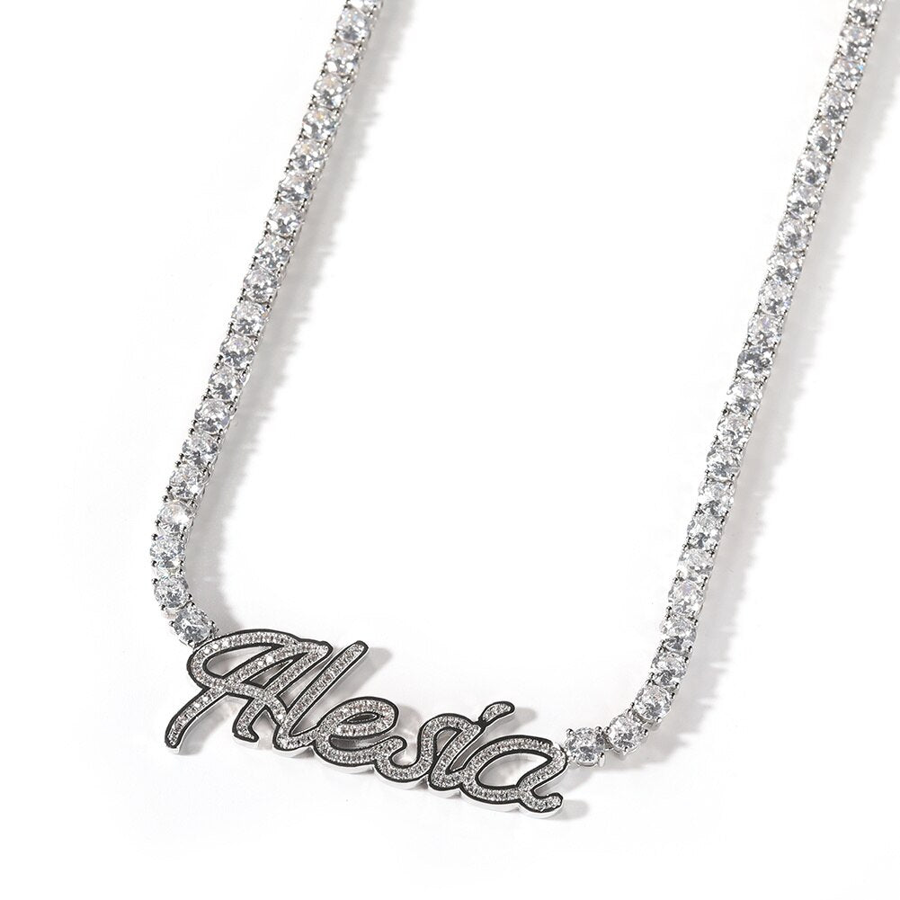 Icy Cursive Personalized Necklace Deluxe