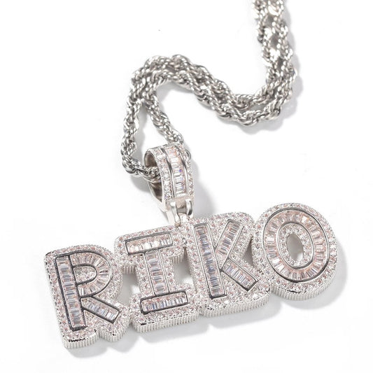 Icy Baguette Personalized Pendant