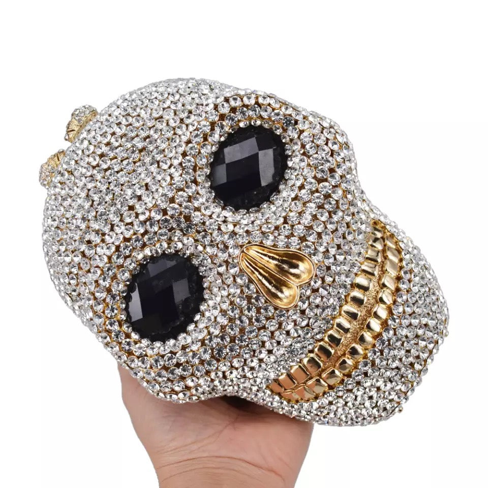 Glitz Skull Clutch Bag