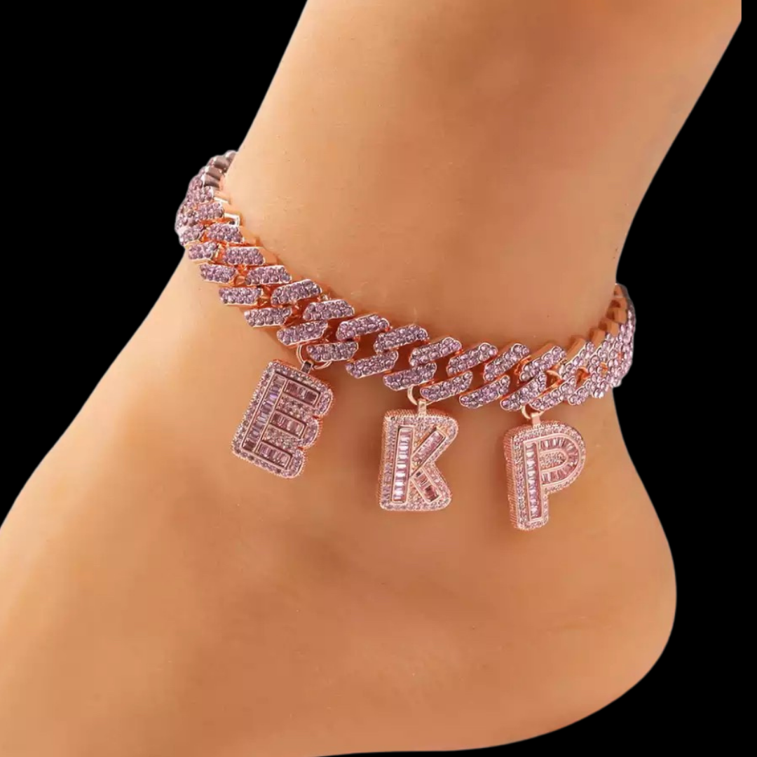 Miami Cuban Baguette Charm Anklet