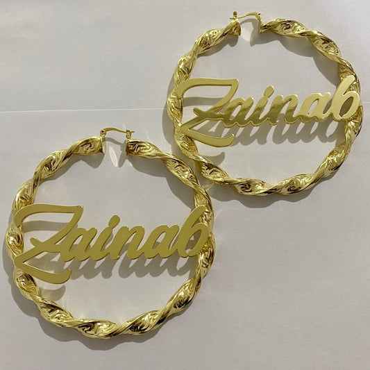 Twisted Personalized Name Earrings