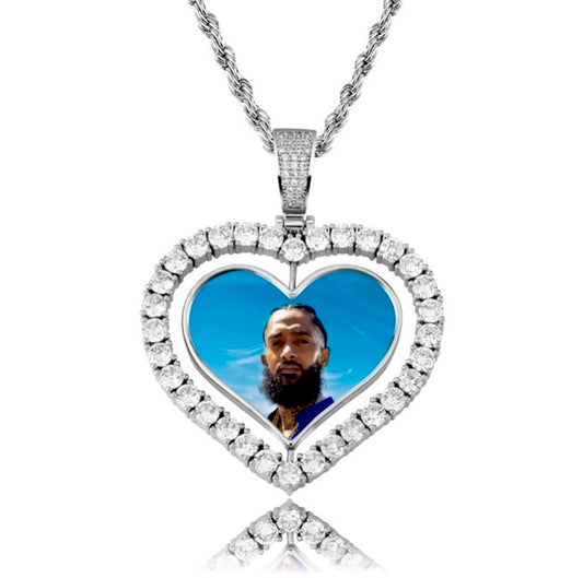 Heart Beat Rotation Photo Pendant